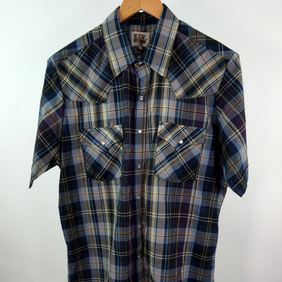 VTG Ely Cattleman Western S/S Pearl Snap Button Fr - Picture 1 of 5